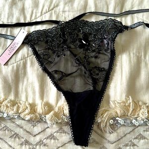 VS Very Sexy beaded Vstring. Black and silver. Size L